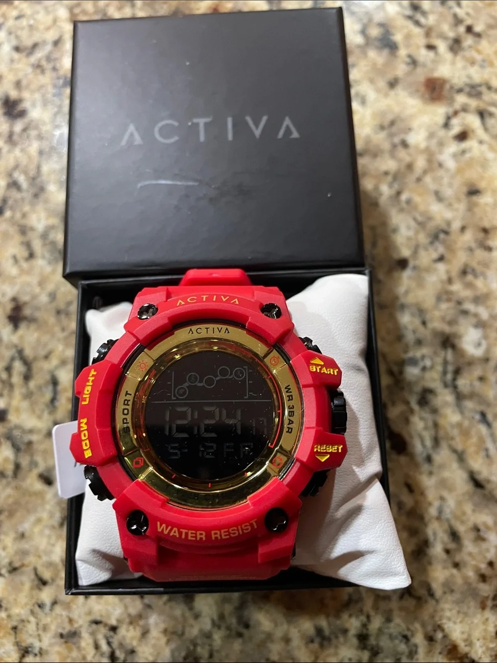 Ativa Red and Gold Digital Sports Watch with Black Details